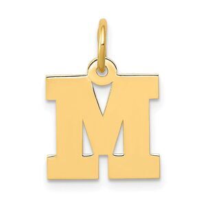14k Yellow Gold, Amanda Collection, Small Block Initial M Pendant